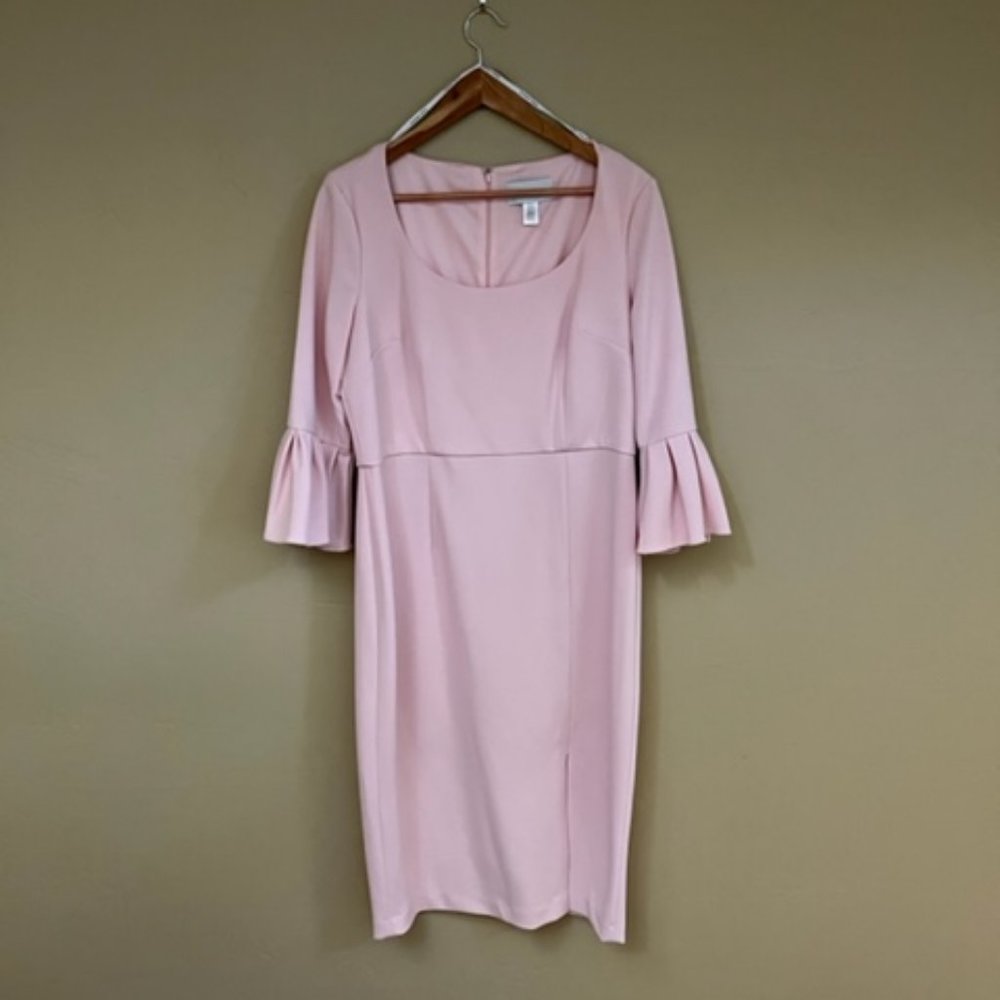 Donna Morgan | Scoop-Neck Flutter-Sleeve Dress | Pink | Size 14